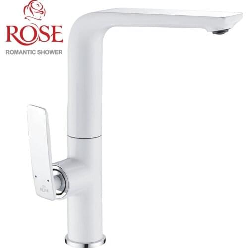ROSE kitchen faucet White, solid brass kitchen faucet,white faucet for hot and cold water Kitchen water faucet,pouring water in the kitchen,water mixer with spray,sink white faucet in the kitchen R2713F