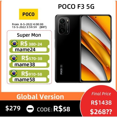 Global Version POCO F3 5G Smartphone Snapdragon 870 Octa Core 128GB/256GB 6.67"120Hz E4 AMOLED Display EU Charger