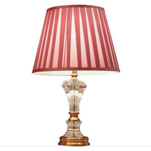 Modern Simple Pink Crystal Fabric Led E27 Table Lamp for Childrens Room BedRoom Living Room H 52cm 1548