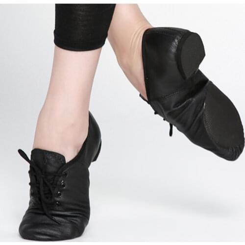 Black Tan Lace Up Geniune Pig Leather Dancing Shoe From Children to Adult Quality Oxford Jazz Dance Shoes