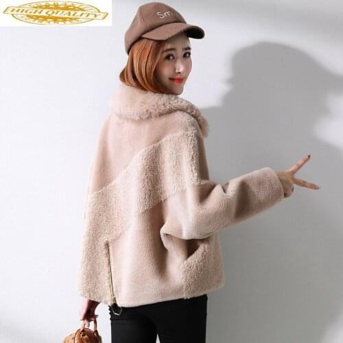 Real Fur Coat Female Sheep Shearling Fur Jackets 2020 Autumn Winter Jacket Women Real Wool Coats Korean Outwear MY3719