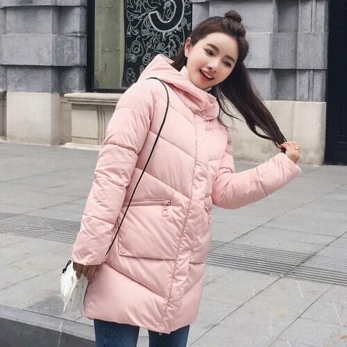 Winter womens padded jacket mid-length thick warm padded jacket for schoolgirls Bread jacket loose padded jacket Ladies jacket