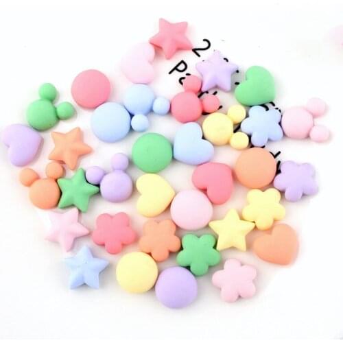 150pcs Resin Simulation Cream Love Heart Stars Flowers Flat Back Cabochon Charm, DIY Scrapbook Embellishment Decoration