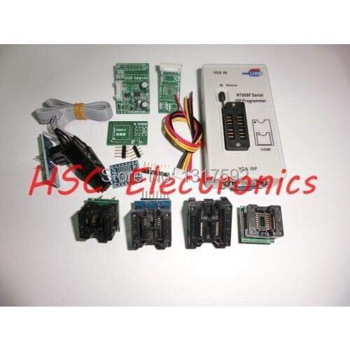 2016 NEWEST RT809F LCD ISP programmer with 7 adapters + ICSP board /ISP cable + sop8 test clip