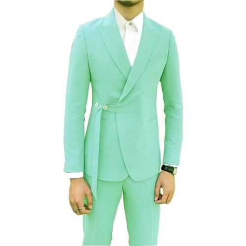 2021 Fashion Classic Luxury Sky Blue Suit Men High Quality Custom Business Blazers Mens Fashion Wedding Dress Suit Two-piece