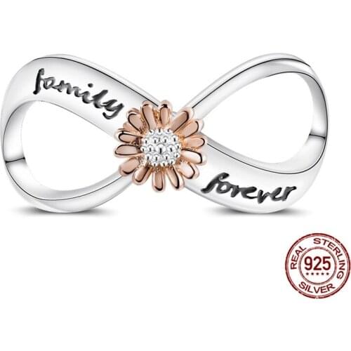 Trendy Family Beads 925 Sterling Silver Daisy Infinite Infinity Forever Charm Fit Original Bracelet Girl Silver Fine Jewelry