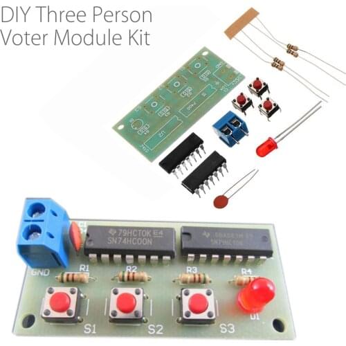 5pcs/lot DIY Three Person Voter Module Kit DIY Electronic Production Kit 74HC00+74HC10