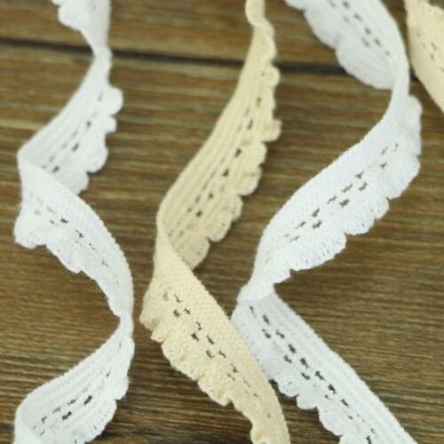 5 yards / a lot of knitted cotton stretch lace ribbon beige, white, DIY handmade accessories, craft gift packaging / childrens