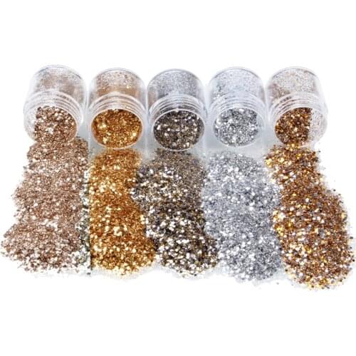 5x Mermaid Chameleon Chunky Holiday Glitters Paillette Sequins Flakes for Under Eyes Face Body Hair Nails