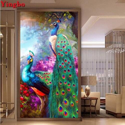 DIY Diamond Painting peacock flower Full Drill Square Diamond Embroidery Animals Cross Stitch Kits Mosaic Decoration Home