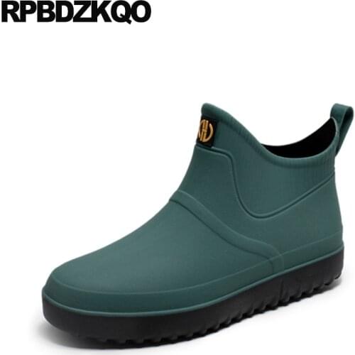 2019 chelsea high top green non slip fall autumn booties mens rubber rain boots shoes on blue waterproof cheap designer short