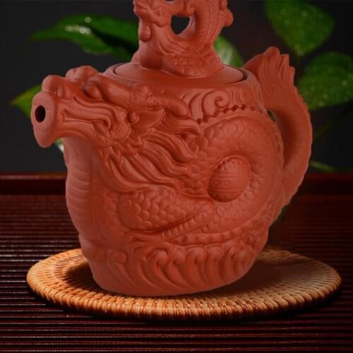 Tea Pot Ceramic Teapot Dragon Phoenix Tea Kettle Purple Clay Tea Set Tea Infuser