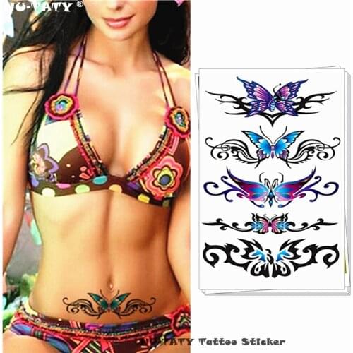 Nu-TATY Sexy Butterfly 3d Garland Temporary Tattoo Body Art Flash Tattoo Stickers 17*10cm Waterproof Fake Tatoo Henna tools