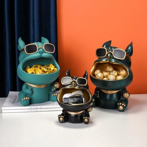 Cool Dog Figurine Big Mouth Dog Storage Box Home Decoration Ornamental Resin Art Sculpture Figurines Home Decor Gift Decorative