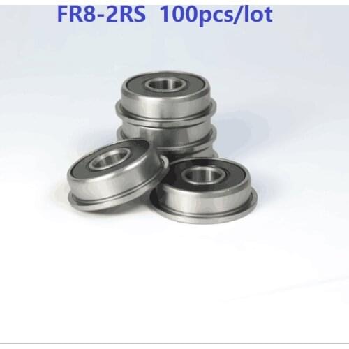 100pcs FR8-2RS FR8RS FR8 RS 2RS 1/2" X 1-1/8" X 5/16" inch flanged flange Ball Bearing rubber sealed 12.7x28.575x7.938mm
