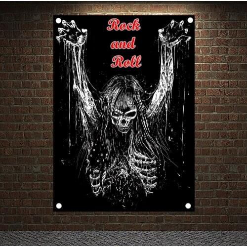Macabre Art Rock Theme Four Holes Flag & Banner Canvas Printing Wall Chart Band Logo Metal Music Posters Mural Wall Decor B2