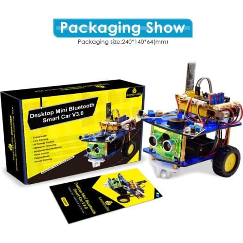 Keyestudio Desktop Mini Bluetooth Smart Robot Car Kit V3.0 for Arduino Robot STEM/Support Mixly blocks coding