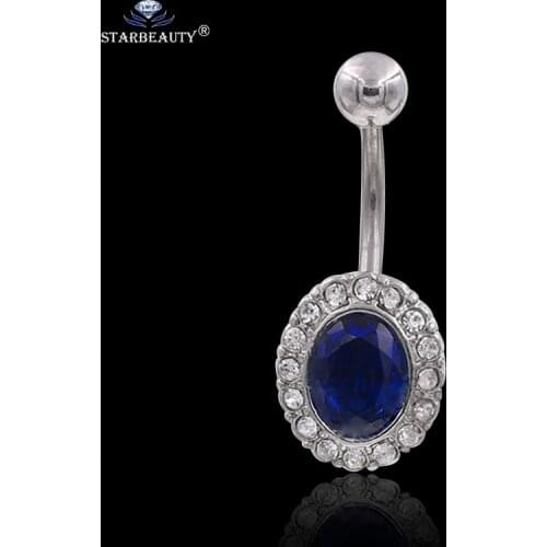 1Pc Blue Zircon 316L Stainless Steel Heart Zircon Crystal Devil Belly Button Ring Navel Piercing Nombril Ombligo Body Jewelry