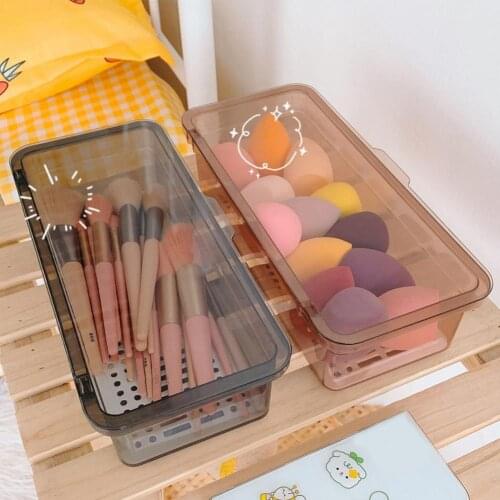 Makeup Sponge Organizer Dust-proof Stackable PP Plastic Makeup Organizer Box for Bedroom