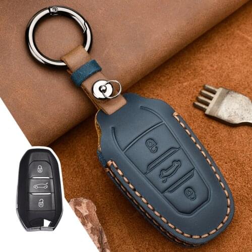 Leather Smart Remote Car Key Case For Peugeot 3008 4008 5008 Citroen C4 C4L C6 C3-XR Car Style Full Auto Accessories Cover