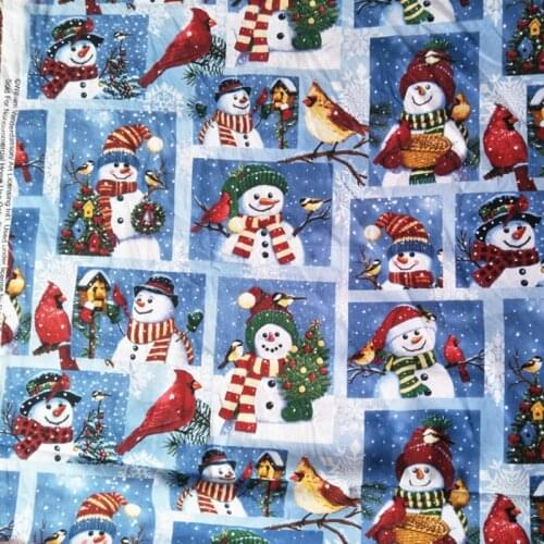 Beautiful Christmas Fabric Cotton Fabric Christmas Snowman Printed Childrens Fabric Sewing Patchwork DIY Fashion Clothing/Dress