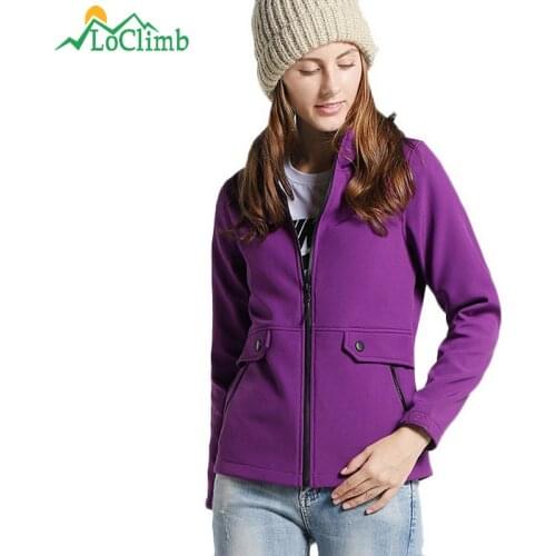 LoClimb Autumn Winter Hiking Jacket Women Fleece Softshell Coat Womens Windbreaker Outdoor Trekking Waterproof Jackets AW209