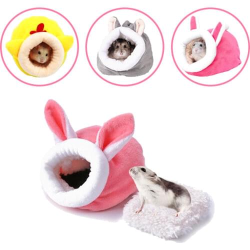 Cute Small Animals Cage Sleeping Bed Pet Hamster Comfortable Plush Soft House Mine Warm Cotton Nest For Season Autumn And Winter