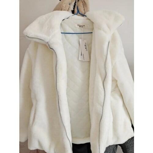 Fashion Mink Plush Coat Women Sweatshirt Autumn Winter New Imitation Rabbit Hair Korean Loose High Collar Zipper Jacket