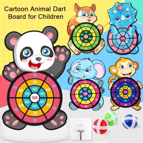 Cartoon Dart Kids Toys Game Set With 3 Sticky Balls Animal Shape Cute Elephant, Dinosaur Modeling Toy Sports Simulation Darts