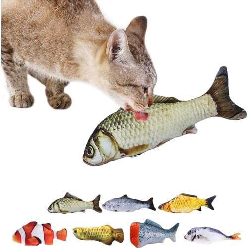 Pet Soft Plush 3D Fish Shape Cat Toy Interactive Gifts Fish Catnip Toys Stuffed Pillow Doll Simulation Fish Playing Toy For Pet