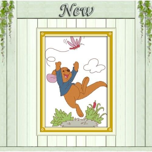 Little mouse flutter the dragonfly painting counted print on the canvas DMC 11CT 14CT kits Cross Stitch embroider needlework Set