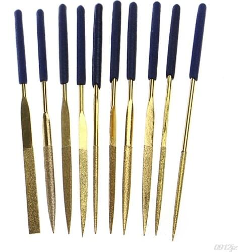 10Pcs Titanium Diamond Coating Needle Flat File Set Metal Working Craft Tools New Drop ship