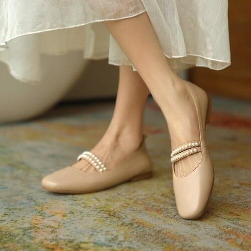 2020 spring and autumn new retro all-match leather single shoes womens square toe thick heel Mary Jane shoes X334