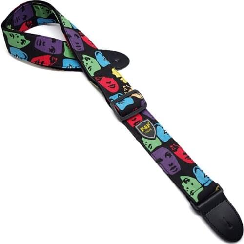 Personalized Printing Guitar Strap with Leathers End Fashion Belt for Acoustic Electric Guitar Bass Ukulele Guitarlele