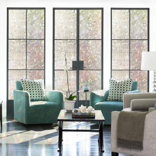 Tulip Laser Effect Window Films Privacy Decorative Home Bathroom Film Opaque Anti-UV 3D Non-Adhesive Static Cling Glass Sticker