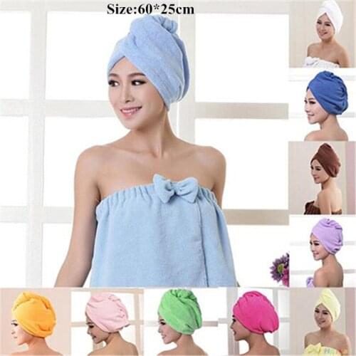Hair Drying Wrap Microfibre After Shower Womens Towel Quick Dry Hair Hat Cap Turban Head Wrap Home Bathing Accessories 60X25CM