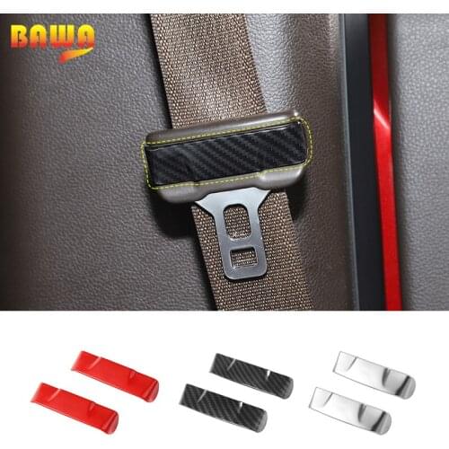 BAWA Carbon fiber pattern Black ABS Interior Seat belt buckle trim For Ford Mustang/F150 2015 Up Car Styling