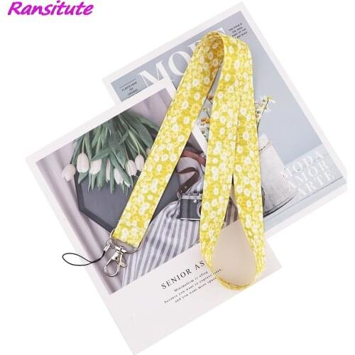 Ransitute R1902 Yellow Daisy Painting Art Creative Lanyard Badge ID Lanyards Phone Rope Key Lanyard Neck Straps Accessories
