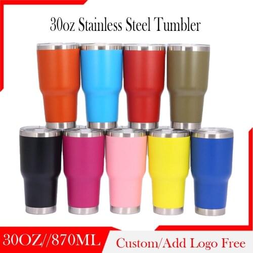 Customized Logo Double Walled 30oz Stainless Steel Tumbler with Lid Personalize Gift Laser Etched Tumbler Water Bottle