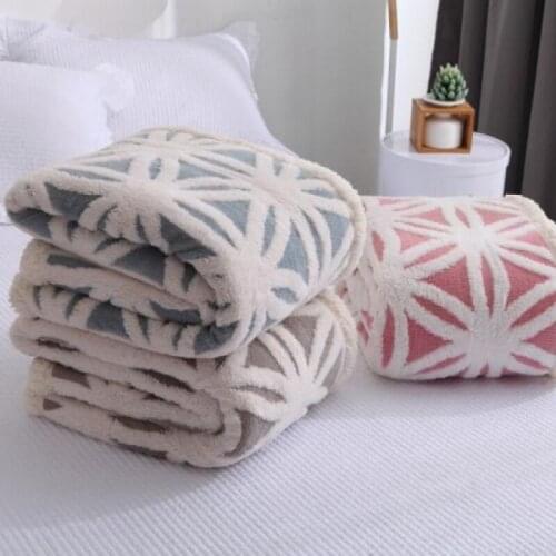 Super Soft Coral Fleece Sherpa Blanket Sofa Plaid Pink Blue Color Mink Throw Portable Spring Travel Blanket Single Size Blankets