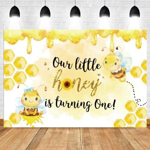 Honey Bee Yellow Newborn Baby 1st Birthday Photographic Background Vinyl Party Photography Backdrops Home Studio Photophone Prop