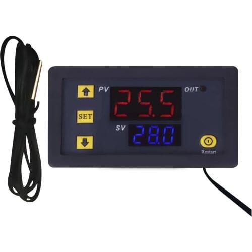 W3230 12V 24V AC110-220V 20A Probe line Digital Temperature Control LED Display Thermostat