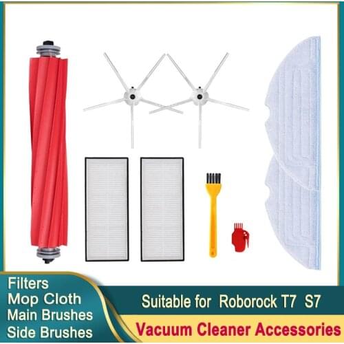 HEPA Filter Main Brush Mopping Cloth Side Brush for Xiaomi Roborock S7 T7S T7Plus T7Splus Vacuum Cleaner Accessories