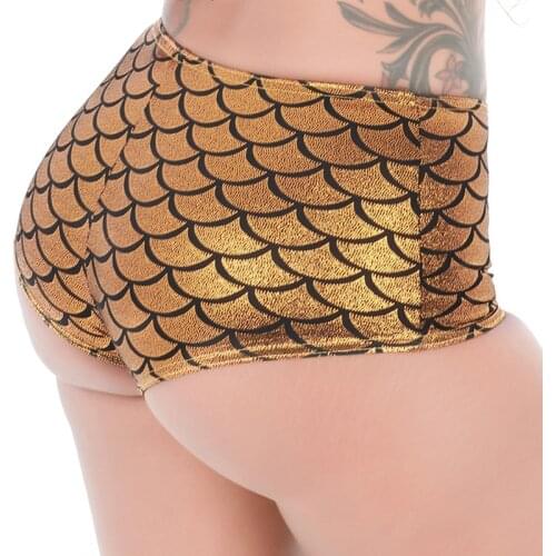 Candy Color Fish Scale Wetlook Pole Dance Micro Mini Shorts Sexy Booty Shorts Night Clubwear PU Leather Hot Short Femme Panties
