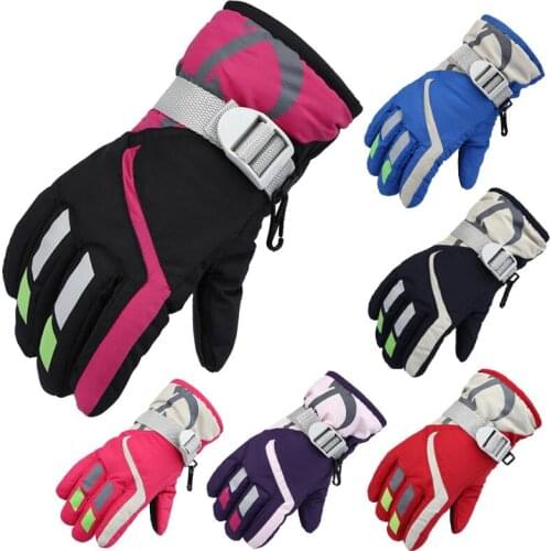 1 pair of cute and new childrens ski gloves, warm gloves, non-slip, fleece, waterproof and windproof for cycling, hiking