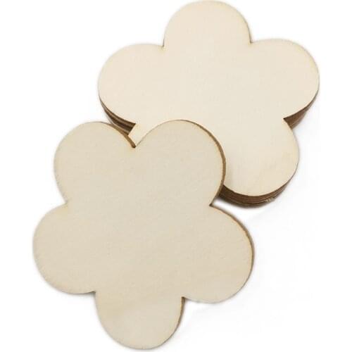 10pcs 80mm Flowers Pattern HandMade Natural Wooden Scrapbooking Diy Craft Home Decoration Handicraft