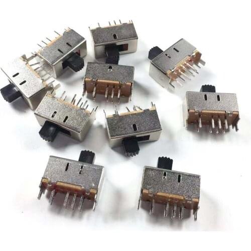 10 Pcs SS-23E01 (2P3T) various heights 3-position slide switch 2 fixed feet 8-pin vertical