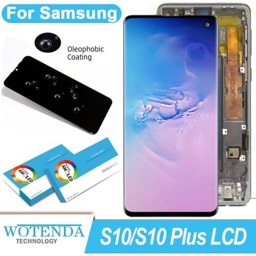 100% Original Amoled Display with frame Samsung Galaxy S10 Full LCD S10 Plus SM-G9750 G975F Touch Screen Digitizer Repair parts