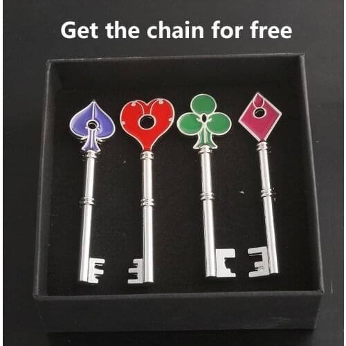 4Pcs Residents Evils Remake RPD Precinct Keys Set Raccoon City Police Station Spade Club Heart Keychain Men Holder Collection