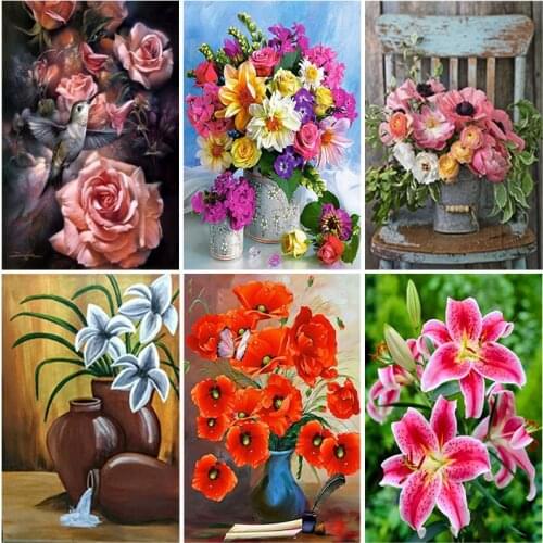 DIY Beautiful Flower 5D Diamond Painting Full Round/Square Rhinestone Mosaic Diamante Embroidery Cross Stitch Wall Art Home Gift
